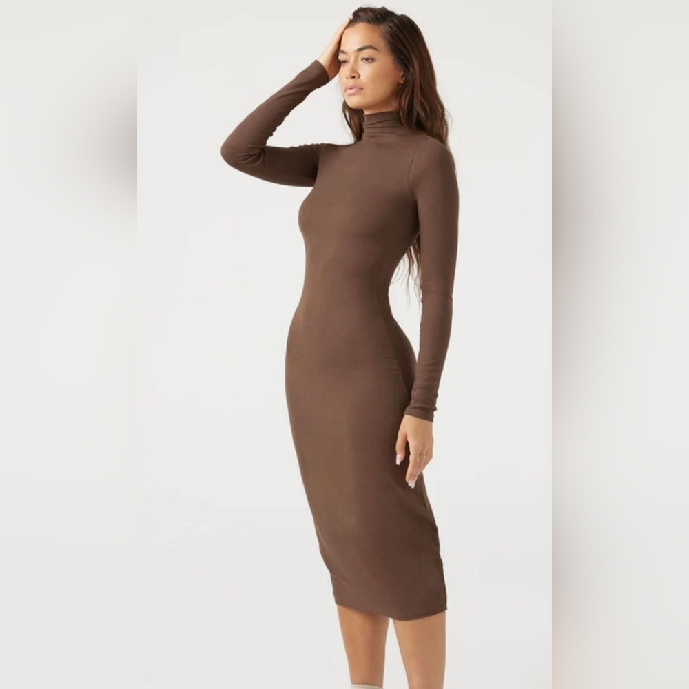 Joah Brown Brown Midi Dress